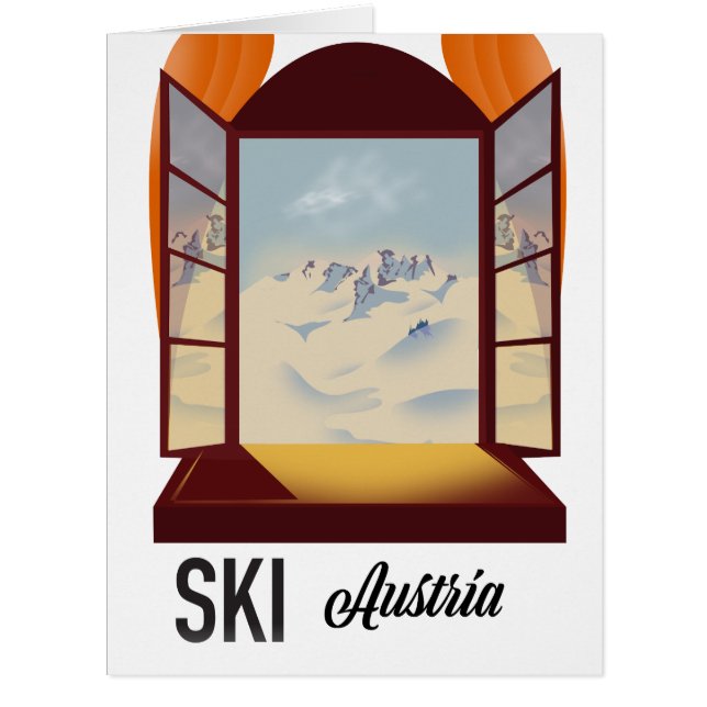 Affiche de voyage de fenêtre Ski Autriche. (Devant)