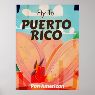 Affiche de voyage de fleurs vintage de Porto Rico
