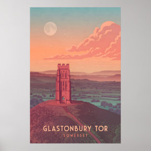 Affiche de voyage de Glastonbury Tor