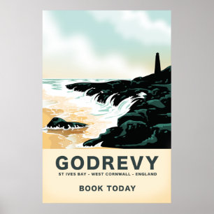 Affiche de voyage de Godrevy St Ives Bay, Cornouai