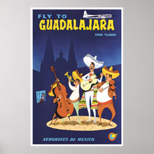 Affiche de voyage de Guadalajara Art Mexico Aerona