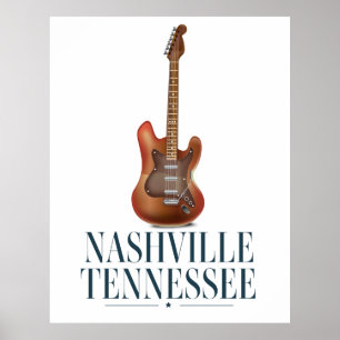 Affiche de voyage de guitare de Nashville Tennesse