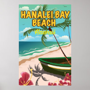 Affiche de voyage de Hanalei Bay Beach Hawaii