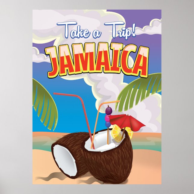 Affiche de voyage de Jamaïque Cartoon (Devant)
