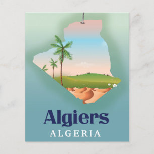Affiche de voyage de la carte algérienne d'Alger