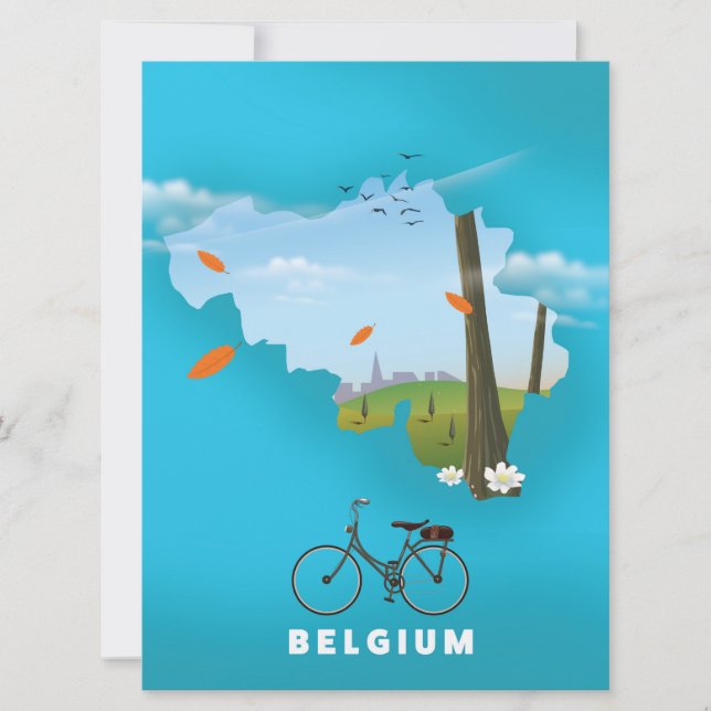 Affiche de voyage de la carte de la Belgique. (Devant)