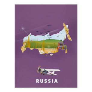 Affiche de voyage de la carte russe