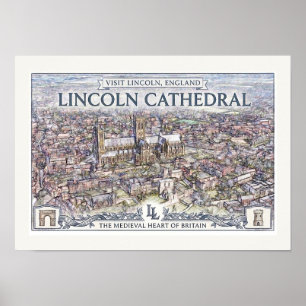 Affiche de voyage de la cathédrale de Lincoln vint
