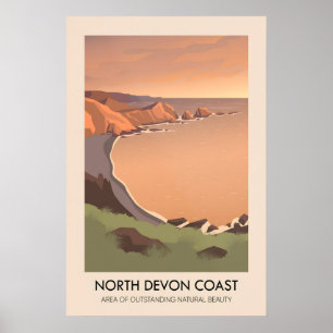 Affiche de voyage de la côte de North Devon AONB