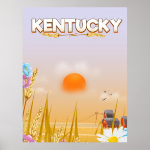 Affiche de voyage de la ferme Kentucky Cute