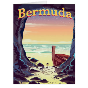 Affiche de voyage de la grotte pirate des Bermudes