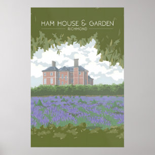 Affiche de voyage de la maison et du jardin de Ham