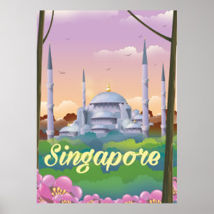 Affiche de voyage de la Mosquée de Singapour