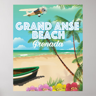 Affiche de voyage de la plage de Grand Anse à Gren