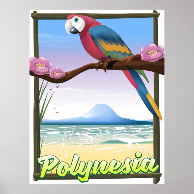 Affiche de voyage de la plage de Polynésie (Devant)