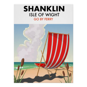 Affiche de voyage de la plage de Shanklin île de W