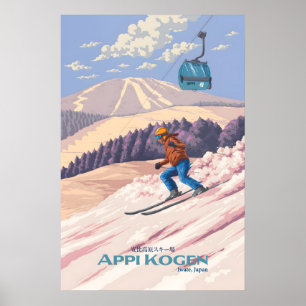 Affiche de voyage de la station de ski Appi Kogen 