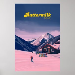 Affiche de voyage de la station de ski Buttermilk