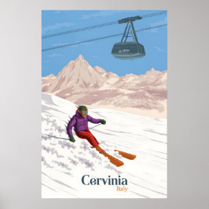 Affiche de voyage de la station de ski Cervinia It