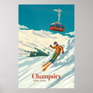 Affiche de voyage de la station de ski de Champéry