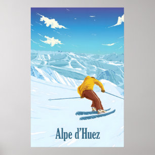 Affiche de voyage de la station de ski de l'Alpe d