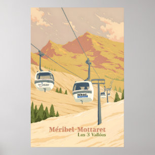 Affiche de voyage de la station de ski de Meribel 