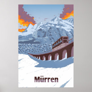 Affiche de voyage de la station de ski de Murren e