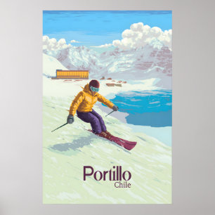 Affiche de voyage de la station de ski de Portillo