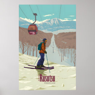 Affiche de voyage de la station de ski de Rusutsu 