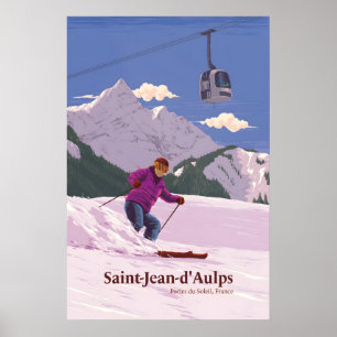 Affiche de voyage de la station de ski de Saint Je