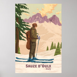 Affiche de voyage de la station de ski de Sauze d'