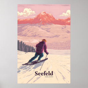 Affiche de voyage de la station de ski de Seefeld 