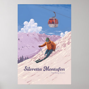 Affiche de voyage de la station de ski de Silvrett