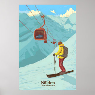 Affiche de voyage de la station de ski de Solden