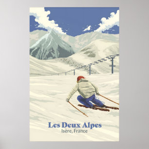 Affiche de voyage de la station de ski des Deux Al