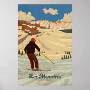 Affiche de voyage de la station de ski des Menuire