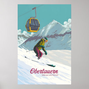 Affiche de voyage de la station de ski d'Obertauer