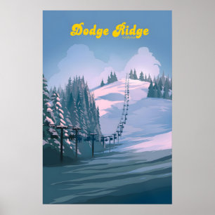 Affiche de voyage de la station de ski Dodge Ridge