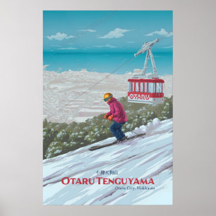 Affiche de voyage de la station de ski d'Otaru Ten