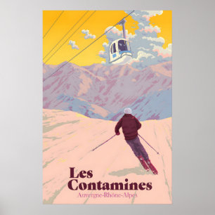 Affiche de voyage de la station de ski Les Contami