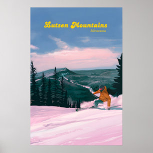 Affiche de voyage de la station de ski Lutsen Moun