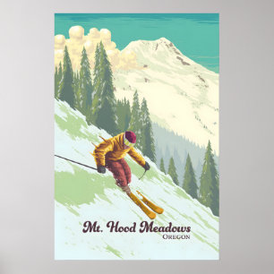 Affiche de voyage de la station de ski Mt Hood Mea
