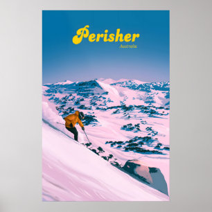 Affiche de voyage de la station de ski Perisher Au