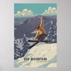 Affiche de voyage de la station de ski Red Mountai