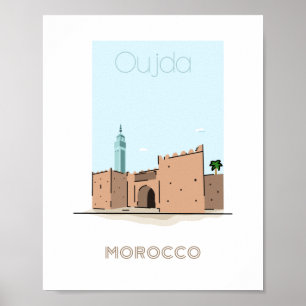 Affiche de voyage de la ville de Oujda - affiche d