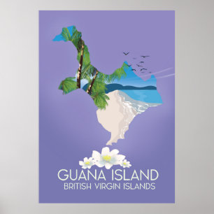 Affiche de voyage de l'île de Guana Îles Vierges b