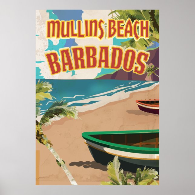 Affiche de voyage de Mullins Beach Bay Barbados. (Devant)