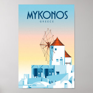 Affiche de voyage de Mykonos Grèce