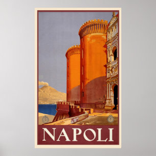 Affiche de voyage de Napoli vintage, Italie