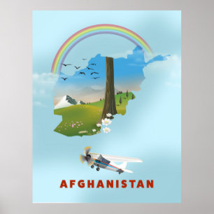 Affiche de voyage de paysage de carte d'Afghanista